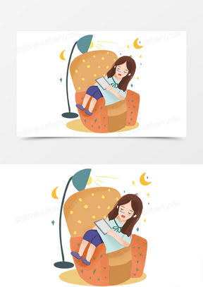 世界睡眠日靠着沙发睡觉卡通人物