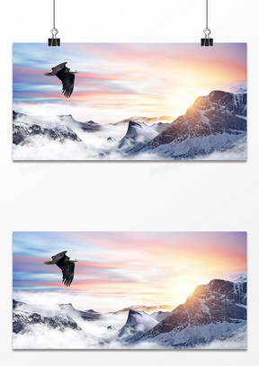 企业文化雄鹰山脉大气背景