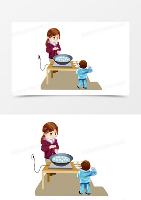 手绘元宵节包汤圆素材