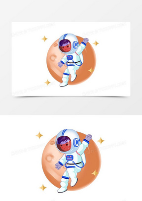 手绘宇航员太空漫步素材