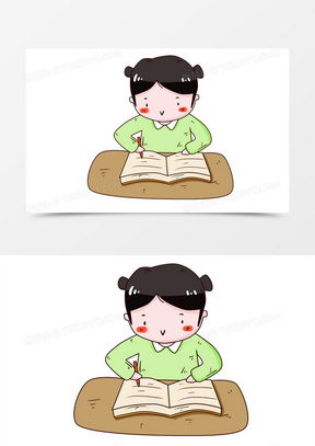 792写作业280在花桌子上写作业70卡通学生学习手绘卡通元素15229小