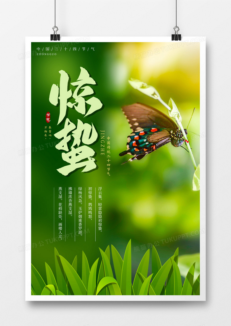 绿色系惊蛰海报