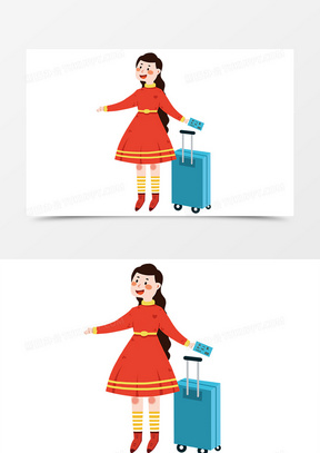 开心回家过年的人物女生