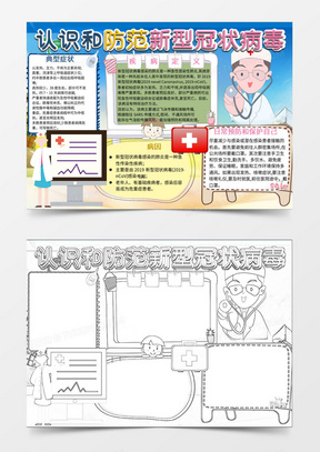 蓝色卡通认识新型冠状病毒肺炎小报Word模板