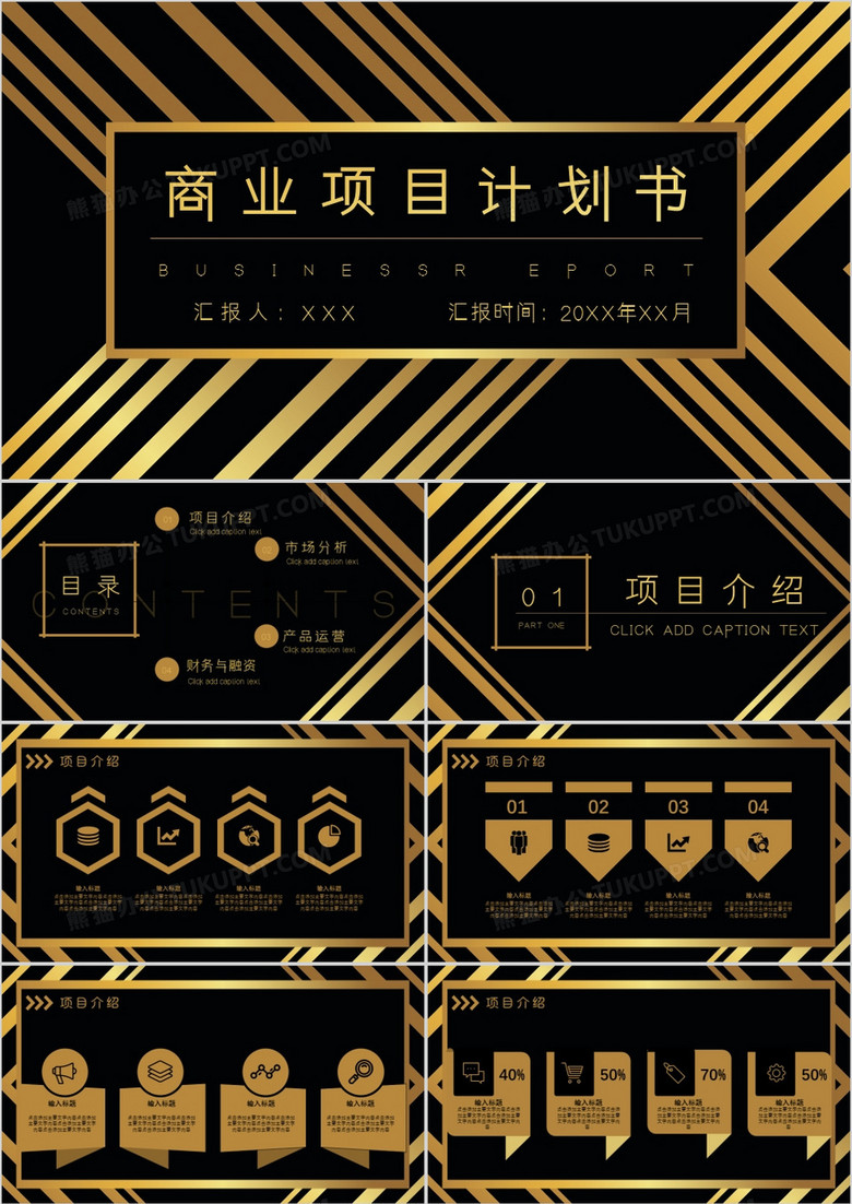 黑金高端大气商业项目计划书PPT模板