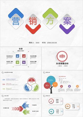 商务微粒体风阶段营销执行方案PPT模板