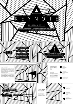 黑色线条极简风演示汇报Keynote模板