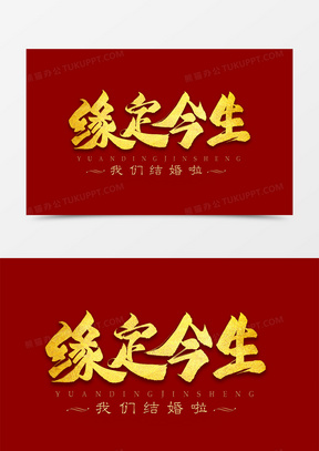 缘定今生金色艺术字