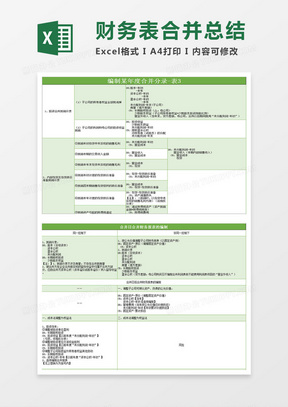 企业财务报表精华合并总结Excel模板