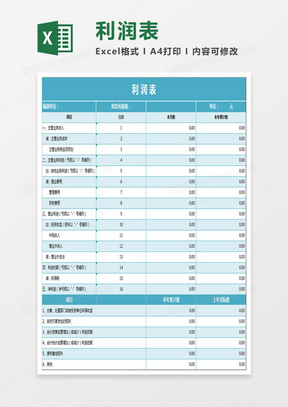 利润表财务会计报表Excel模板