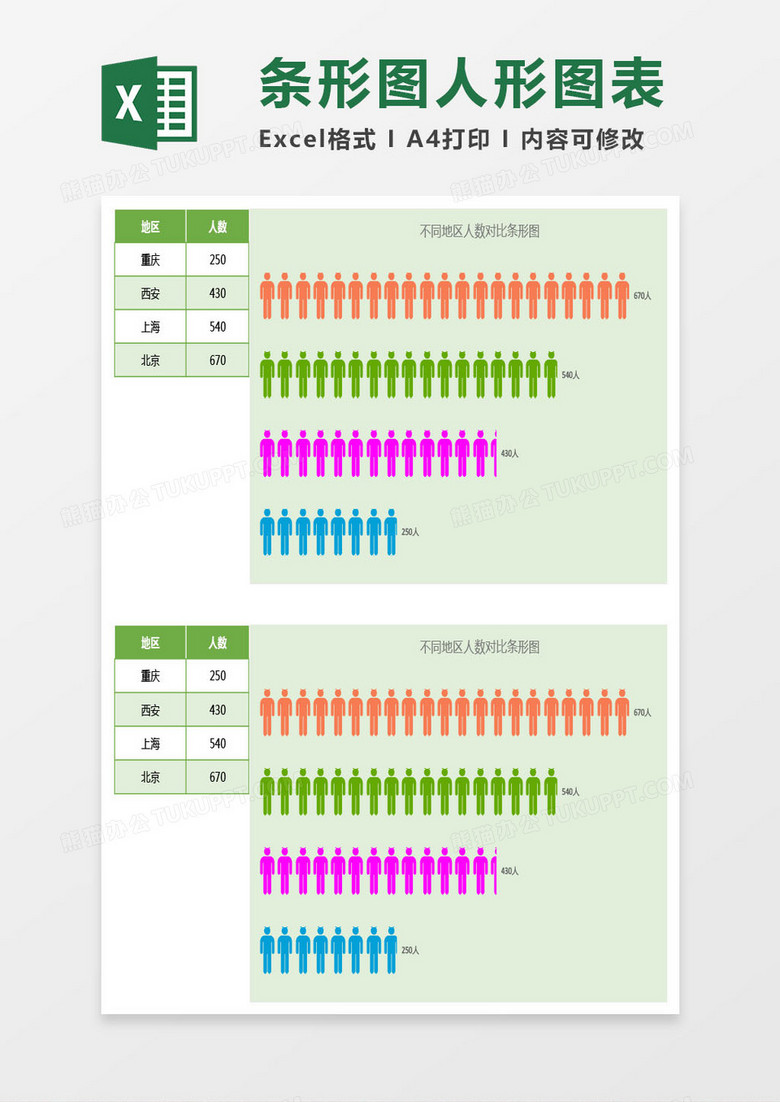 条形图人形图表Excel模板