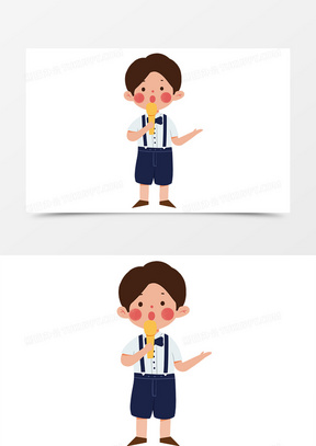 卡通手绘主持人小男孩元素
