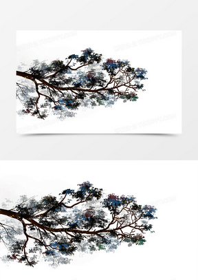 252原创手绘梅花元素80手绘水墨风动物鸟与树干20手绘儿童树干插画380