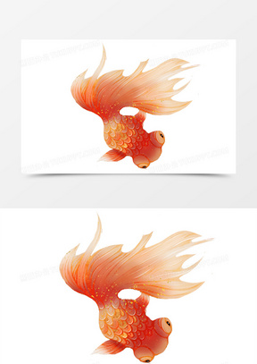 手绘中国风金鱼免扣元素