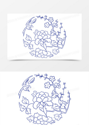 中式手绘传统纹样免扣元素