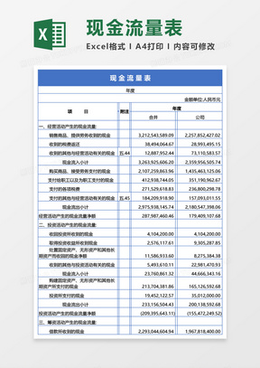 现金流量表Excel模板