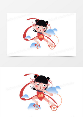 云中哪吒卡通手绘元素