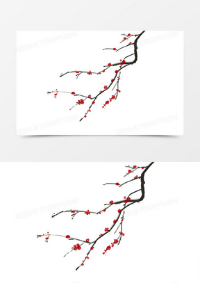 手绘梅花树枝古风中国风植物
