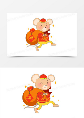插画风可爱老鼠鼠年大吉恭喜发财