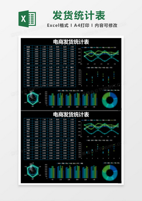 黑色简约电商发货统计表excel模版