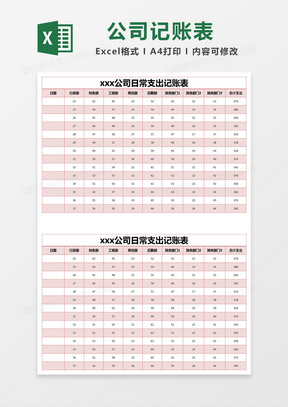 黄色简约公司日常支出记账表excel模版