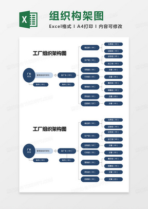 简约工厂组织结构图excel模版