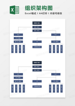 简约工厂组织架构图excel模版