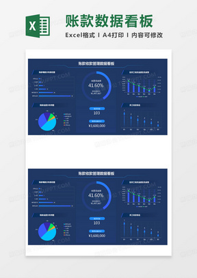 简约账款收款管理数据看板Excel模版