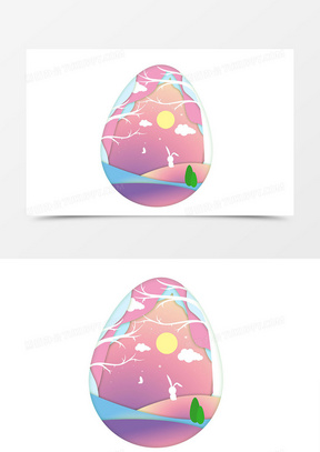 复活节彩蛋兔子剪纸星空元素
