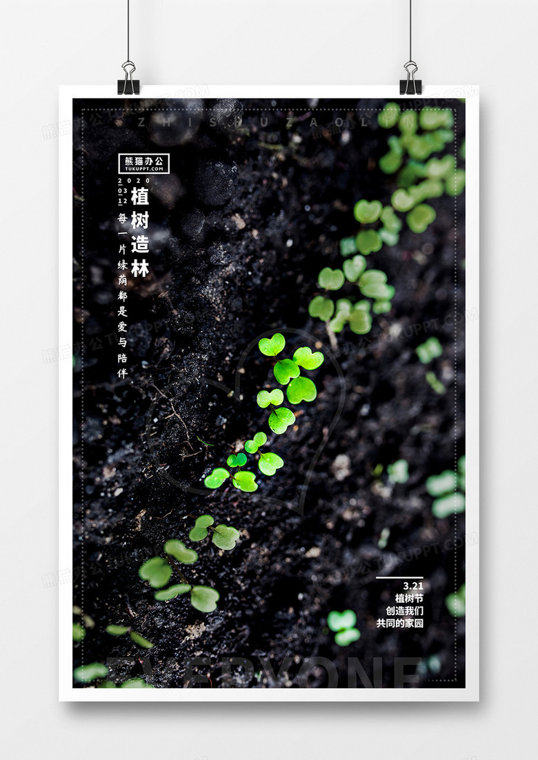 植树节创意简约种子摄影图合成风格海报