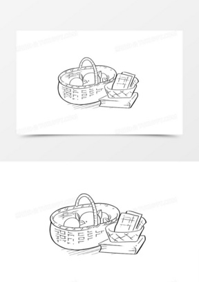 果篮黑白简笔画素材