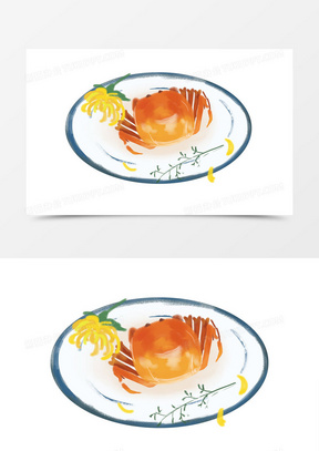 红膏炝蟹绘画图片