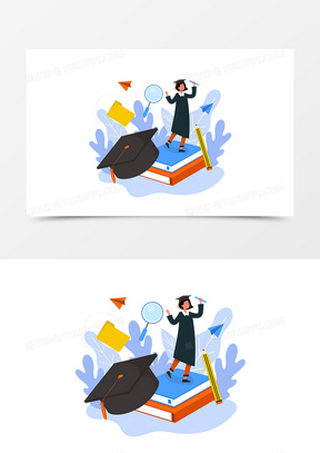 5d学生毕业答辩插画272卡通手绘2.