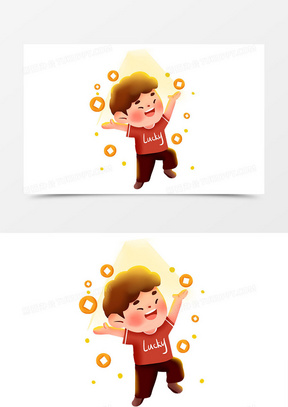 中奖了卡通可爱人物接金币