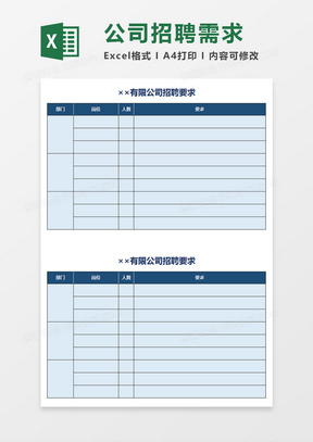 公司招聘需求表Excel模板