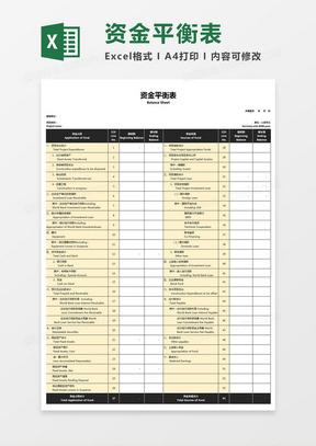 资金平衡表Excel模板