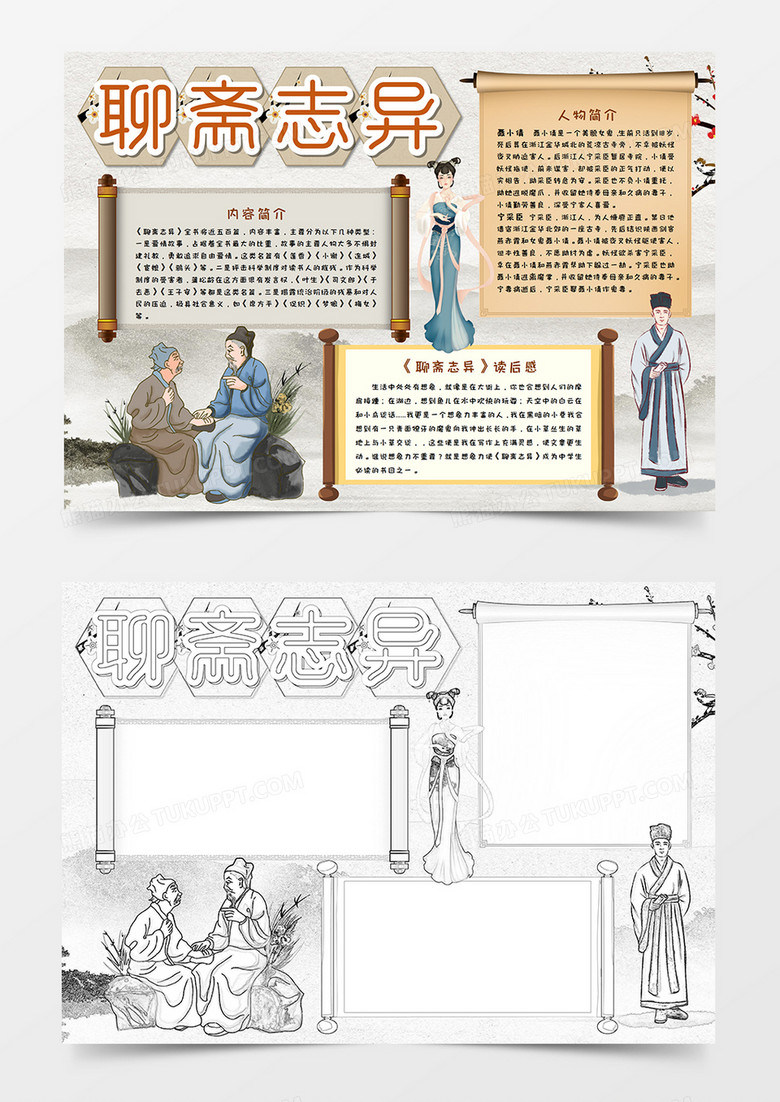 聊斋志异读后感手抄报word模板