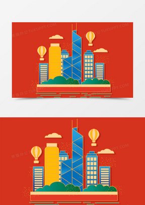 红色城市图片素材