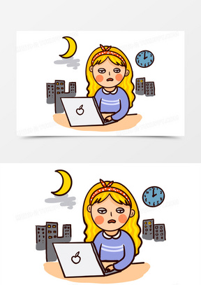 熬夜加班的女孩