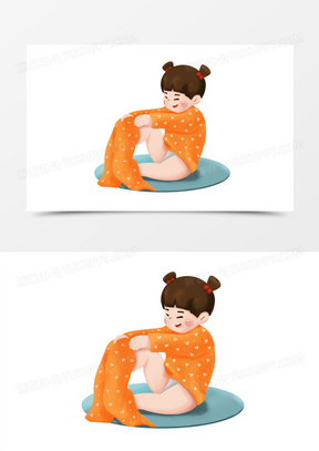 可爱女孩早起自己穿衣