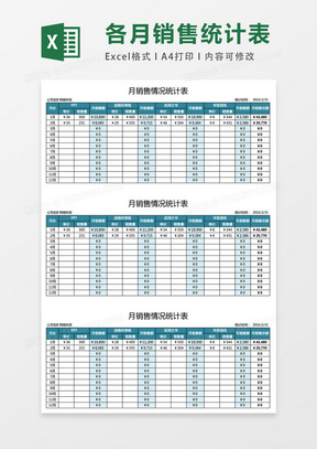 月销售情况计划表excel表格模板