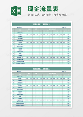 现金流量表1（全部资金）excel表格模板