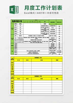 月度运营工作计划excel表格模板