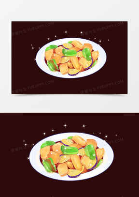 素炒地三鲜手绘美食卡通素材