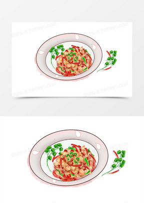 辣子鸡丁美食家常菜手绘