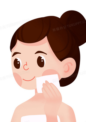 手绘卡通女孩护肤卸妆素材