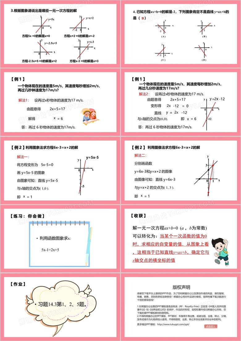 部编版八年级数学下册一次函数与一元一次方程课件ppt模板下载 熊猫办公