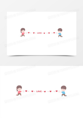 手绘q版情侣发射爱心分割线素材