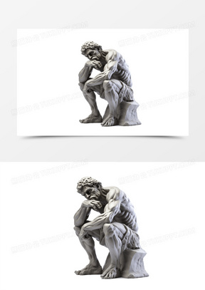 思考者雕塑石像免抠元素
