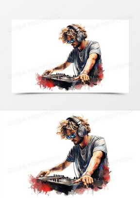 dj打碟图片卡通炫酷